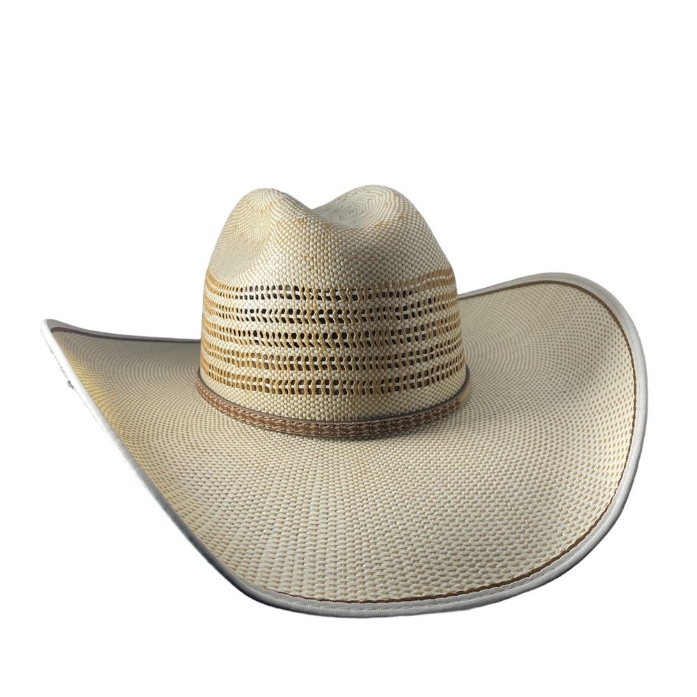 Justin Bent Rail Cowboy Western Hard Straw Hat Size 60 7 1/2